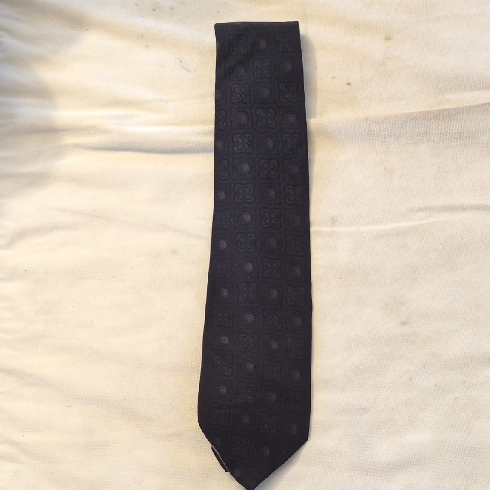 JM Collection Black Woven Geometric Men's Tie